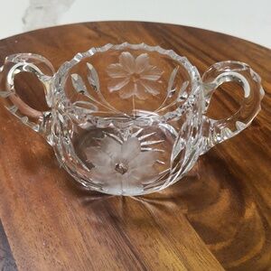 VTG Elegant Crystal Sugar Bowl with Floral Design